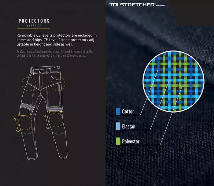 Dámské džíny na moto Trilobite Parado doublelayer AAAA slim fit blue level 2