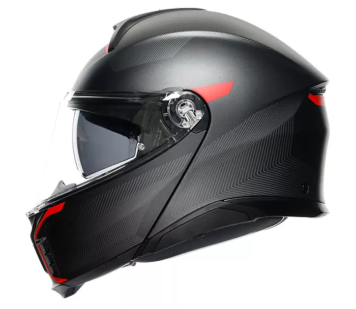 Helma na moto AGV TOURMODULAR MULTI MPLK FREQUENCY MATT GUNMETAL/RED