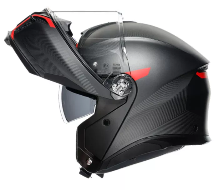 Helma na moto AGV TOURMODULAR MULTI MPLK FREQUENCY MATT GUNMETAL/RED