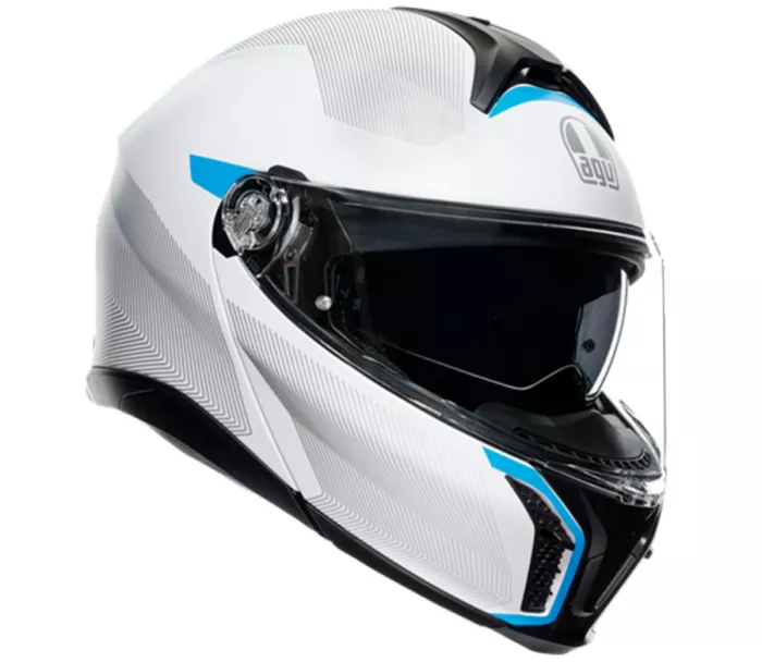 Helma na moto AGV TOURMODULAR MULTI MPLK FREQUENCY LIGHT GREY/BLUE