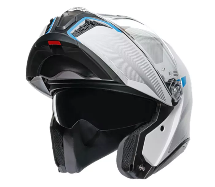 Helma na moto AGV TOURMODULAR MULTI MPLK FREQUENCY LIGHT GREY/BLUE