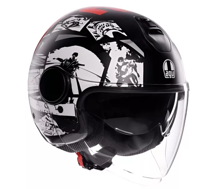 Helma na moto AGV ETERES E2206 HISTORY MATT BLACK/WHITE/RED