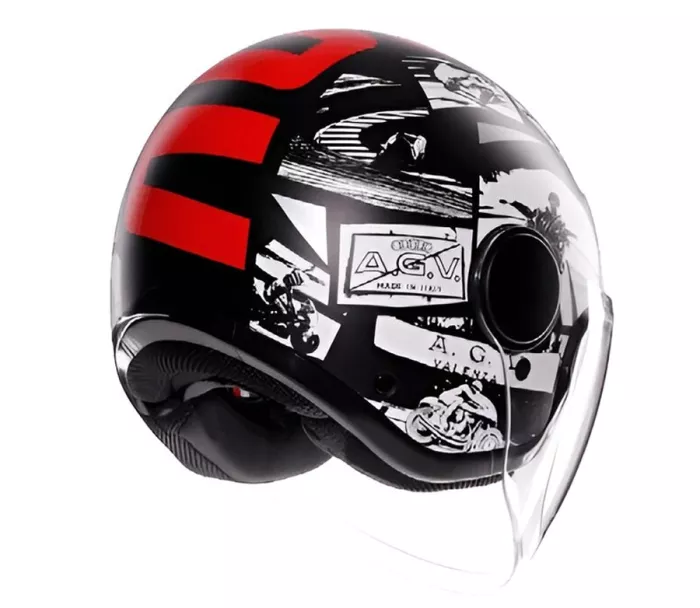 Helma na moto AGV ETERES E2206 HISTORY MATT BLACK/WHITE/RED