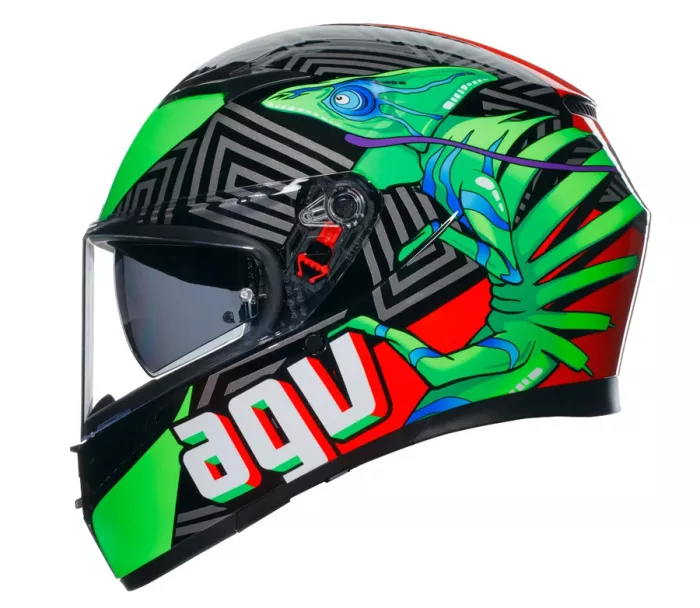 Helma na moto AGV K3 E2206 KAMALEON BLACK/RED/GREEN