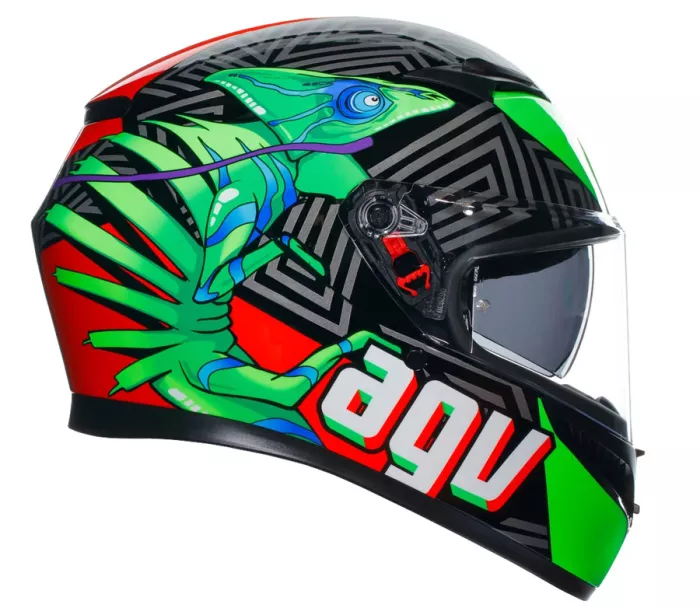 Helma na moto AGV K3 E2206 KAMALEON BLACK/RED/GREEN