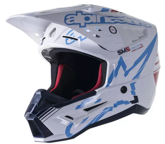 Motokrosová helma Alpinestars S-M5 Action white/blue glossy