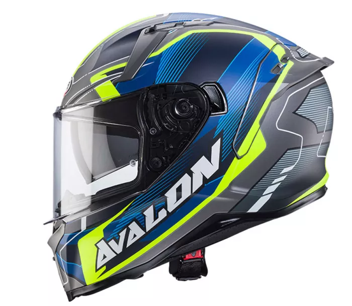 Helma na moto Caberg Avalon X Optic matt grey/blue/yellow fluo