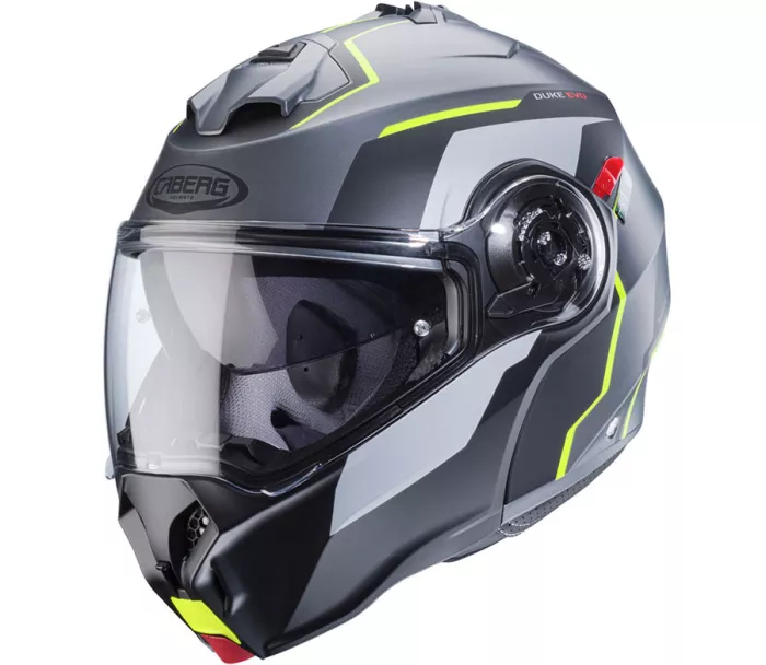 Helma na moto Caberg Duke Evo Move matt gun metal/black/yellow fluo vel.L