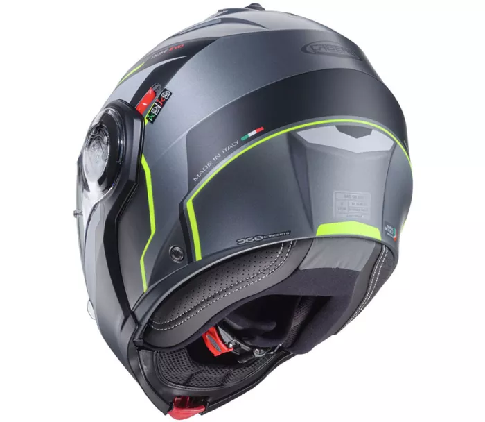 Helma na moto Caberg Duke Evo Move matt gun metal/black/yellow fluo vel.L