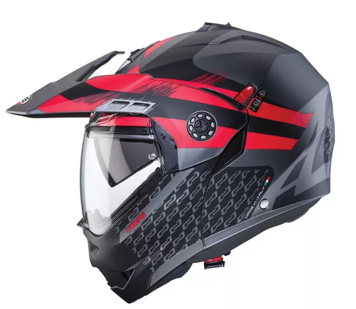 Helma na moto Caberg Tourmax X Sarabe matt gun metal/black/red