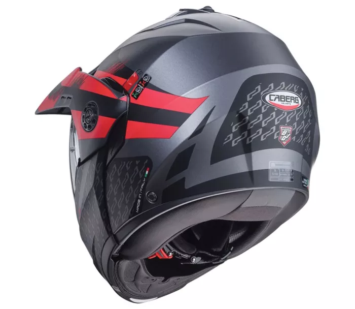 Helma na moto Caberg Tourmax X Sarabe matt gun metal/black/red