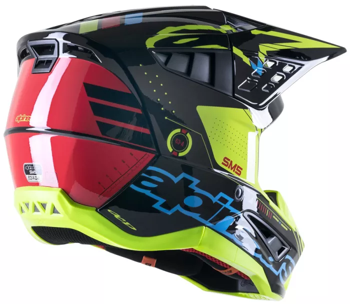 Motokrosová helma Alpinestars S-M5 Action black/cyan/yellow glossy