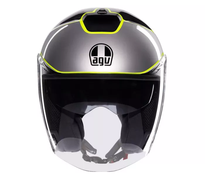 Otevřená helma AGV IRIDES E2206 DAVAO BLACK/GREY/YELLOW FLUO