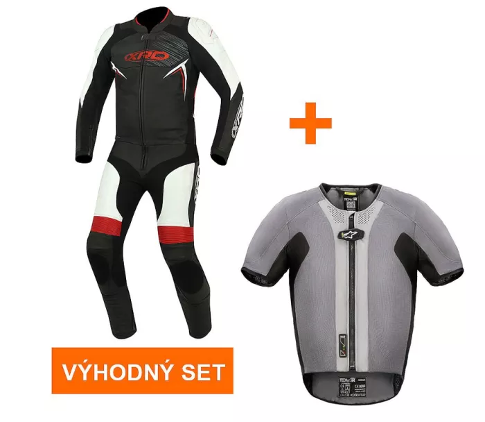 Výhodný set: Kombinéza XRC Heilig blk/white/red + Alpinestars Tech-Air 5 vesta