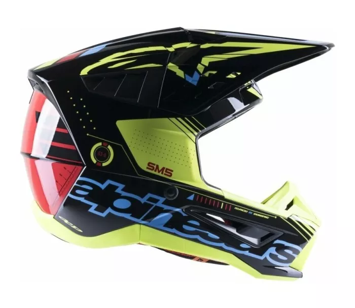 Motokrosová helma Alpinestars S-M5 Action black/cyan/yellow glossy