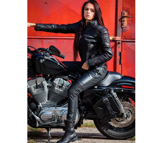 Dámské kožené legíny na moto Trilobite leggins black