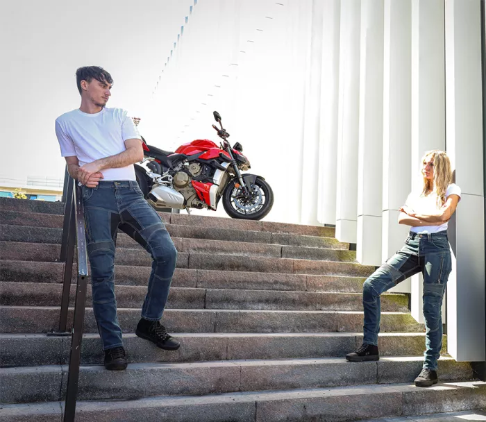 Moto kalhoty Trilobite Parado doublelayer AAA slim fit men jeans blue level 2 (prodloužené)