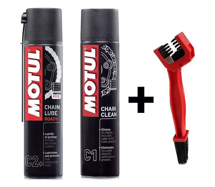 Sada na čištění řetězů - Motul C1, Motul C2+ a Motul kartáč