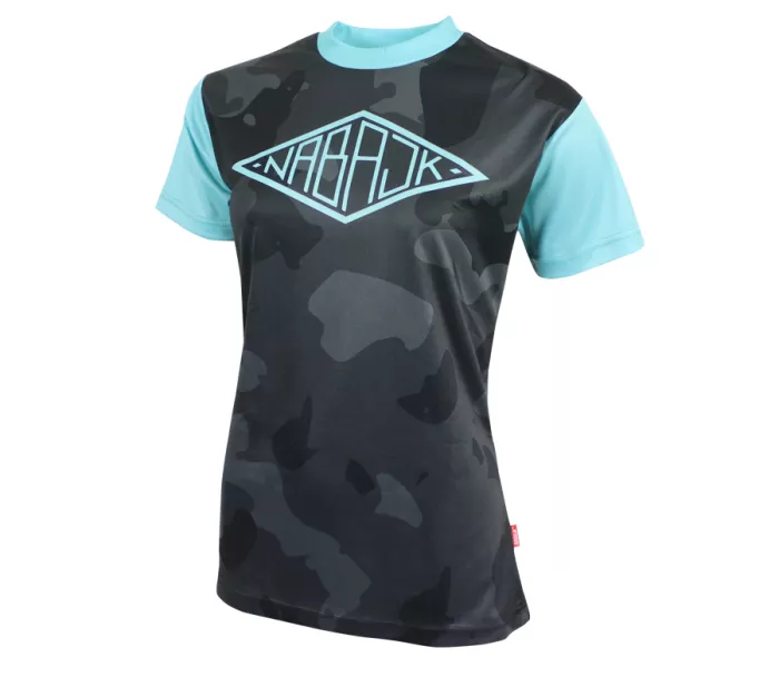 Dámský dres Nabajk Shpindler short sleeve black camo/turquoise