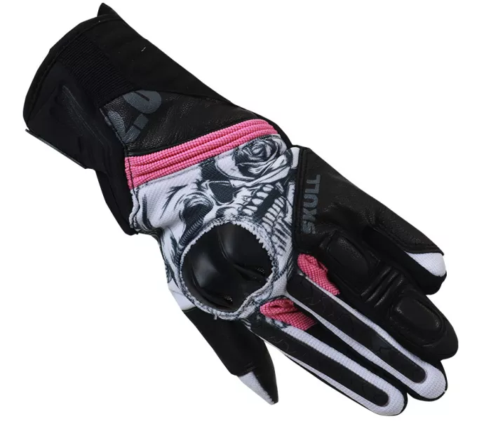 Dámské rukavice na moto Nazran Stunt 2.0 skull white/black/pink