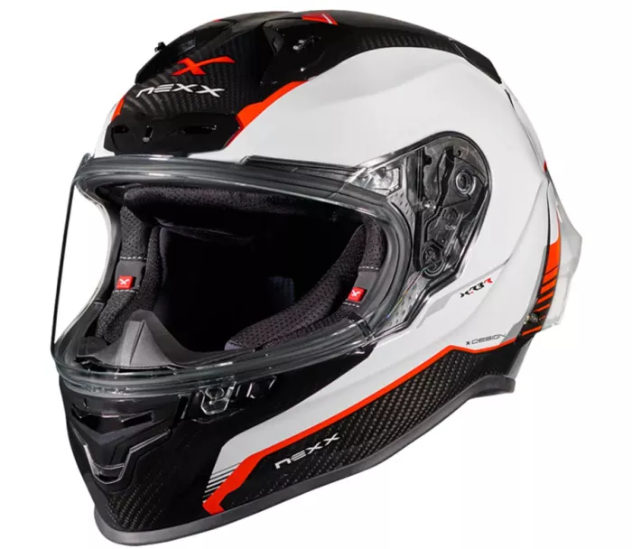 Helma na moto NEXX X.R3R CARBON white/red