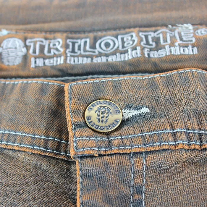 Kevlarové džíny na motorku Trilobite Parado rusty brown Slim Fit (prodloužené)