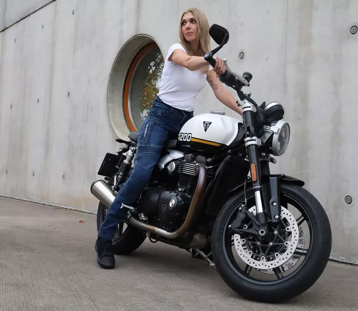 Dámské džíny na moto Trilobite Parado doublelayer AAAA slim fit blue level 2