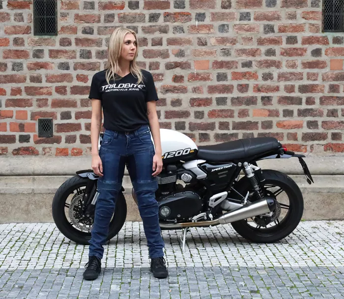 Dámské džíny na moto Trilobite Parado doublelayer AAAA slim fit blue level 2