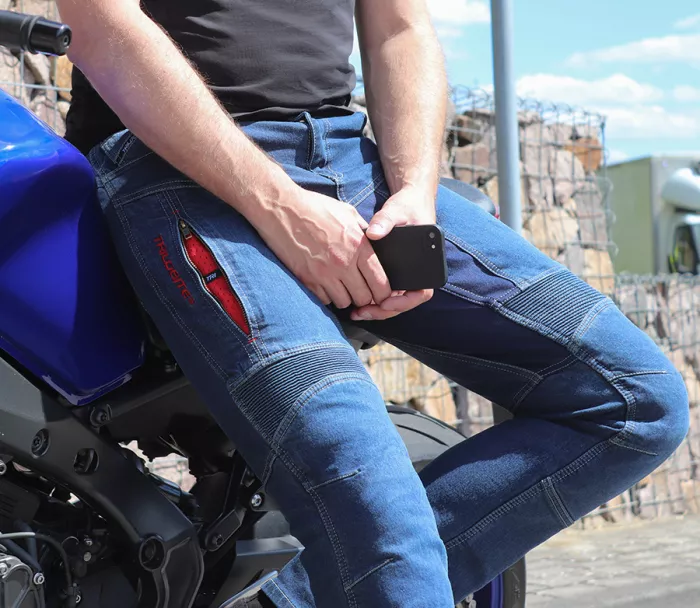 Pánské kalhoty na moto Trilobite Parado monolayer AAA slim fit blue (Zkrácené)