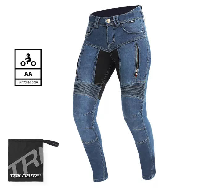 Dámské džíny na moto Trilobite Parado skinny fit blue level 2 (Prodloužené)