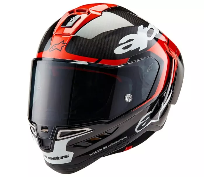 Integrální helma Alpinestars Supertech R10 Element black/carbon bright red/white gloss