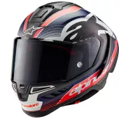 Integrální helma Alpinestars Supertech R10 Team black/carbon red fluo/dark blue matt