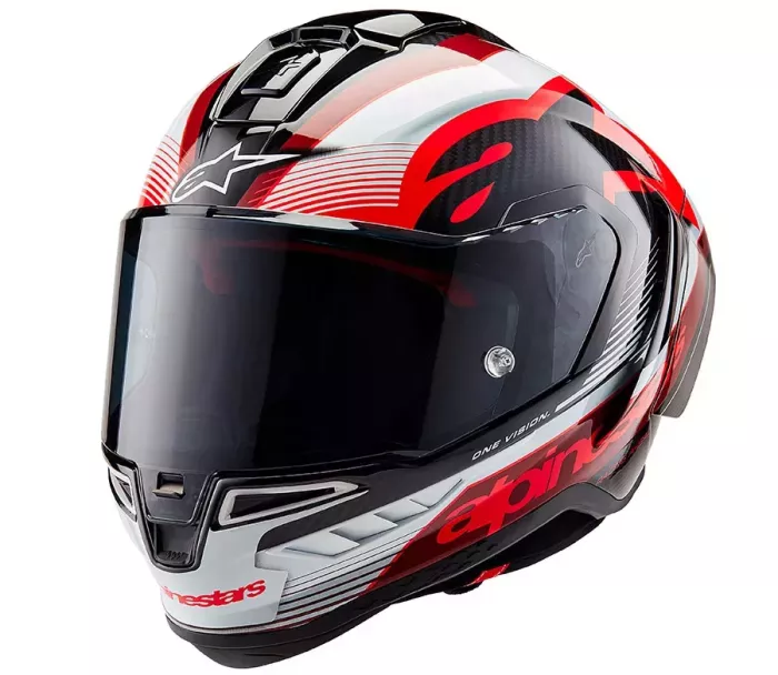 Závodní helma Alpinestars Supertech R10 Team black/carbon red/white glossy