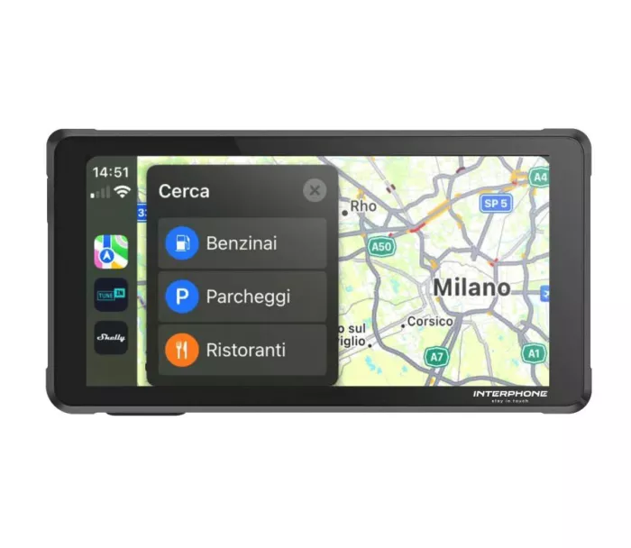 CellularLine Interphone displej RIDESYNC - Apple CarPlay a Android Auto pro motocykly