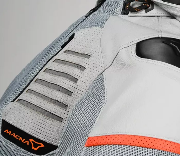 Pánská bunda na moto Macna Risant Night Eye grey/orange leather