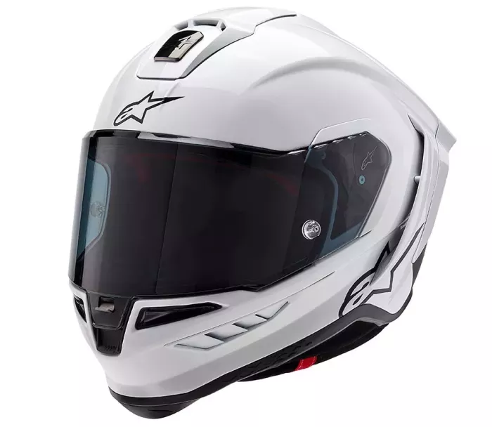 Závodní helma Alpinestars Supertech R10 Solid white glossy/black matt