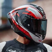 Závodní helma Alpinestars Supertech R10 Team black/carbon red/white glossy