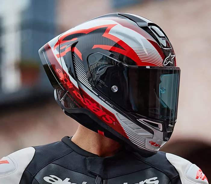 Závodní helma Alpinestars Supertech R10 Team black/carbon red/white glossy