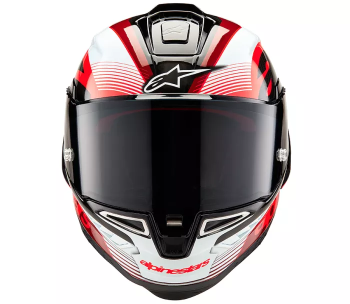 Závodní helma Alpinestars Supertech R10 Team black/carbon red/white glossy