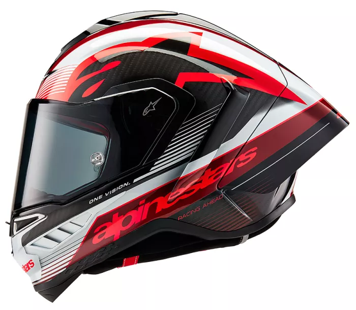 Závodní helma Alpinestars Supertech R10 Team black/carbon red/white glossy