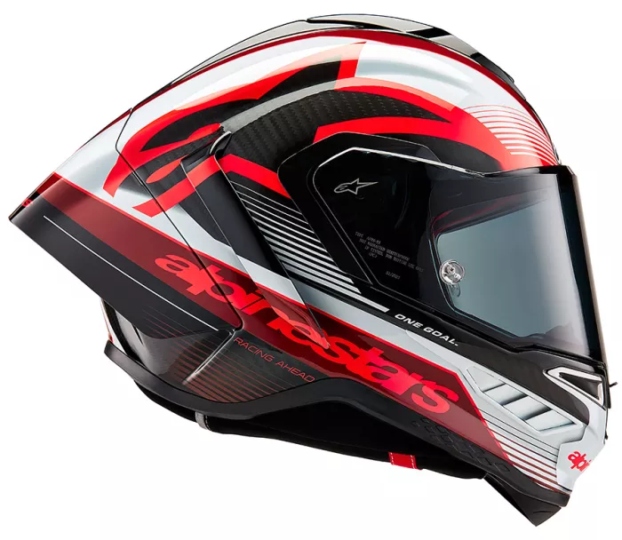 Závodní helma Alpinestars Supertech R10 Team black/carbon red/white glossy