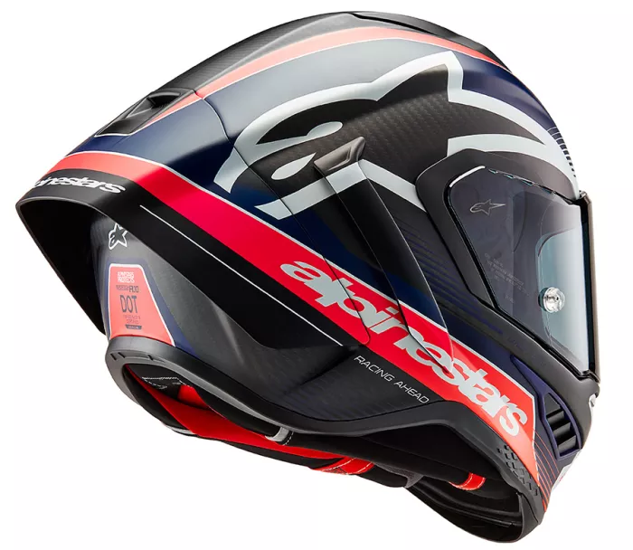 Integrální helma Alpinestars Supertech R10 Team black/carbon red fluo/dark blue matt