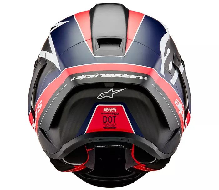 Integrální helma Alpinestars Supertech R10 Team black/carbon red fluo/dark blue matt