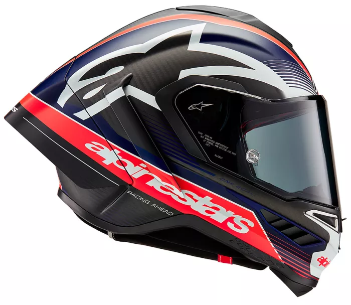 Integrální helma Alpinestars Supertech R10 Team black/carbon red fluo/dark blue matt