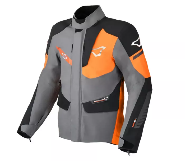 Pánská bunda na moto Macna Synchrone Night Eye grey/orange/black