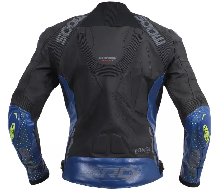 Kožená bunda na moto XRC Moos blk/blue/grey