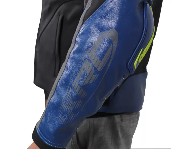 Kožená bunda na moto XRC Moos blk/blue/grey